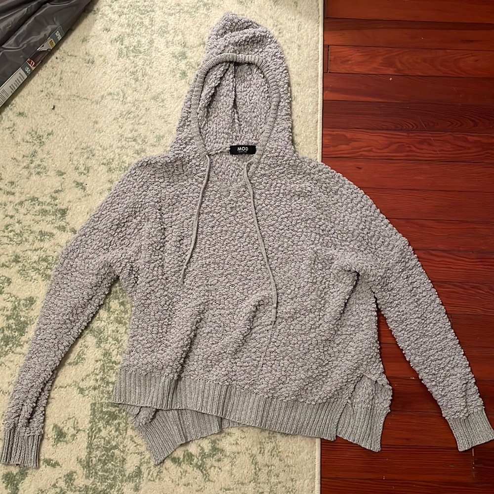 Super soft textured grey fashion hoodie
